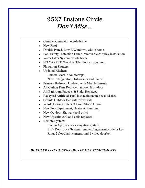 And list of extensive upgrades!