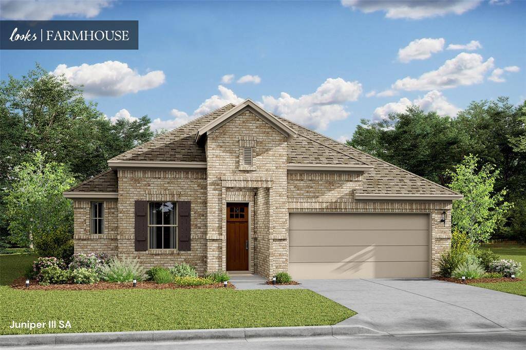 Charming Juniper III design by K. Hovnanian Homes in elevation SA built in beautiful Tarkington Timbers. (*Artist rendering used for illustration purposes only.)