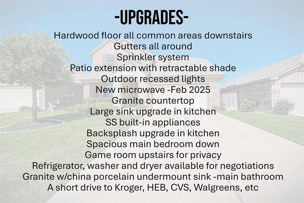 Some of the upgrades and improvements that you will find in this amazing home.