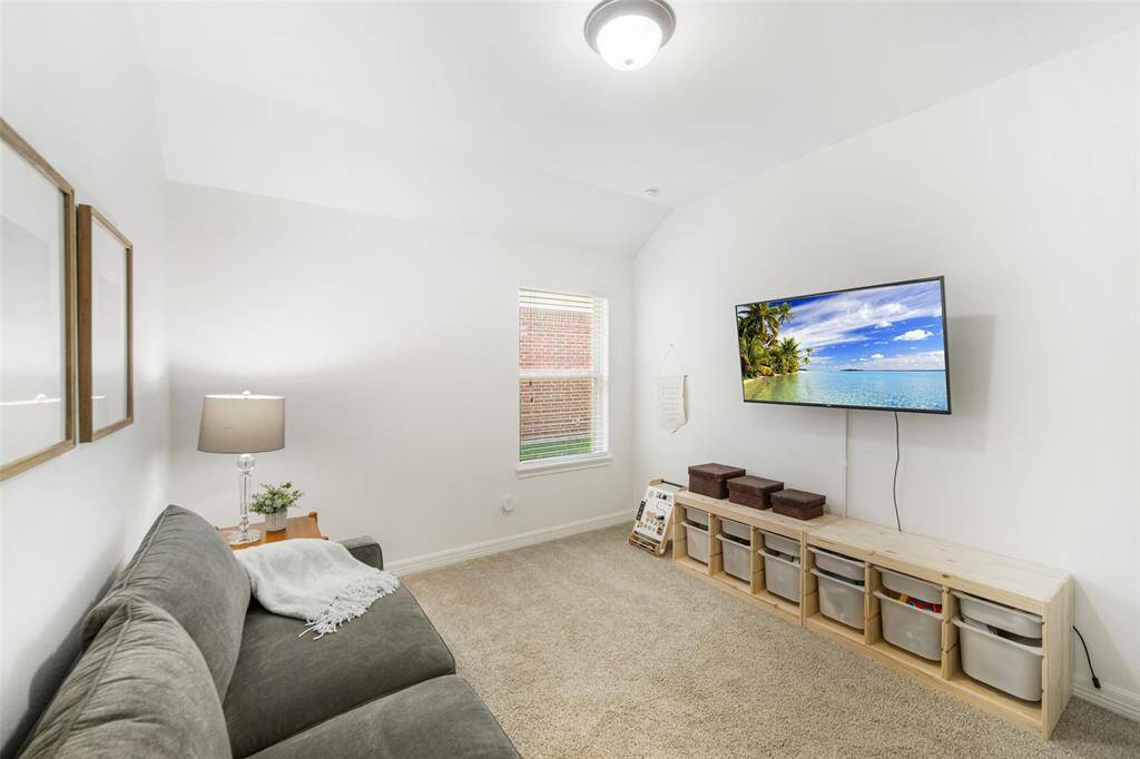The room is spacious!  The carpet in the home was replaced in 2021.