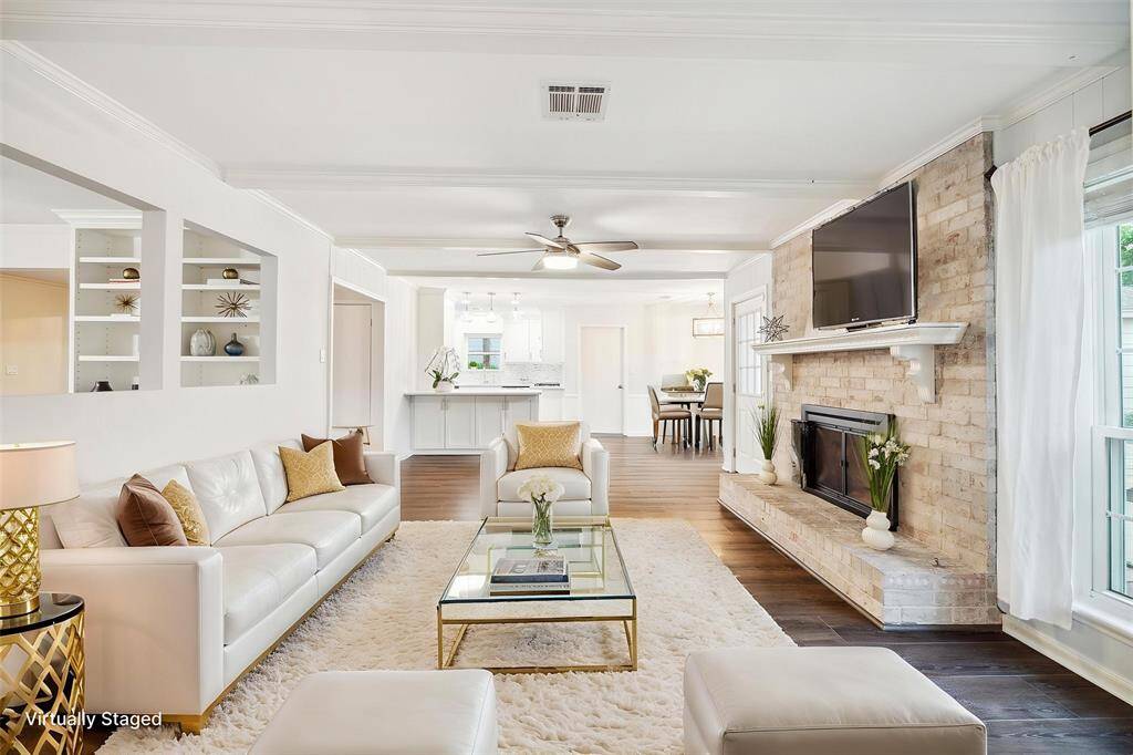 Living room virtual staging used to show potential layout.