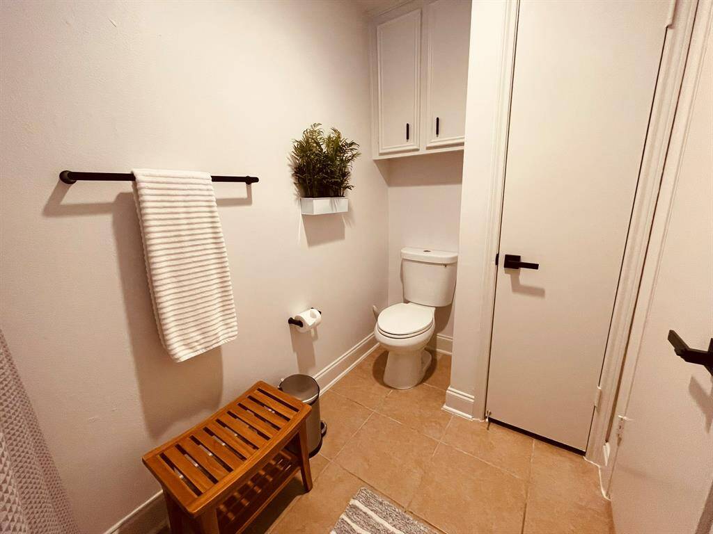 Lots of storage above the toilet and a full size linen closet.
