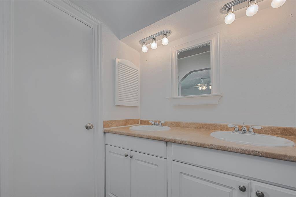 Large walk-in closet to the left of the bathroom.