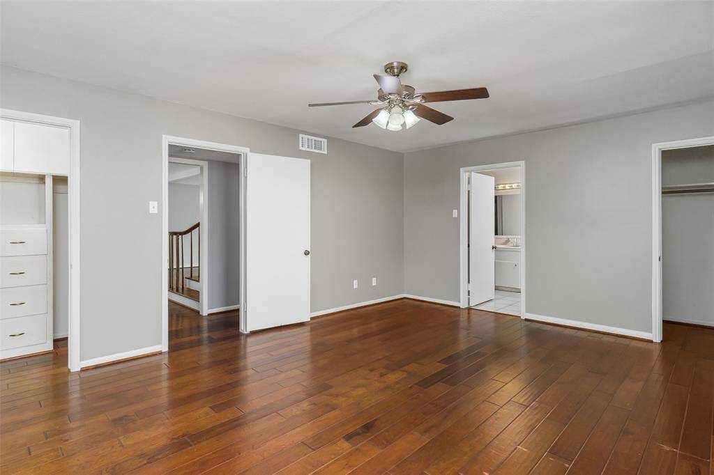 Bedroom 1 has 2 walk-in closets & adjoining bathroom.