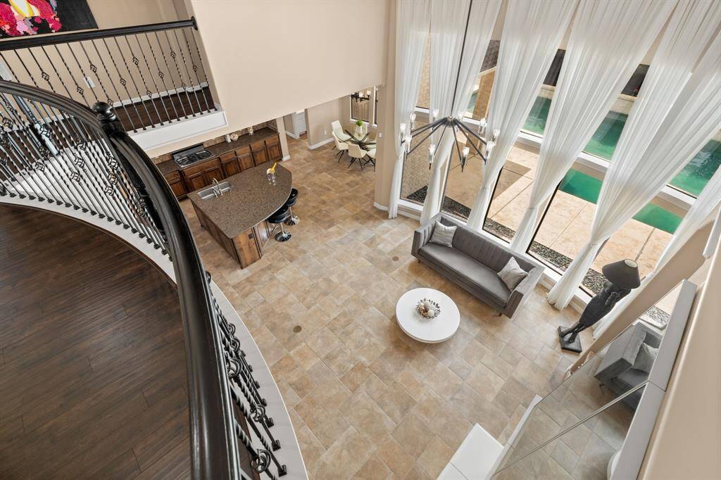 Dramatic view from the landing upstairs