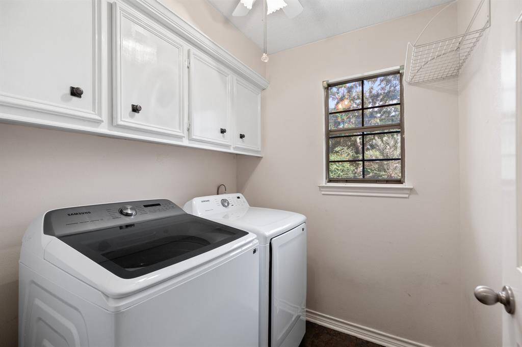 Laundry room is upstairs with the bedrooms.