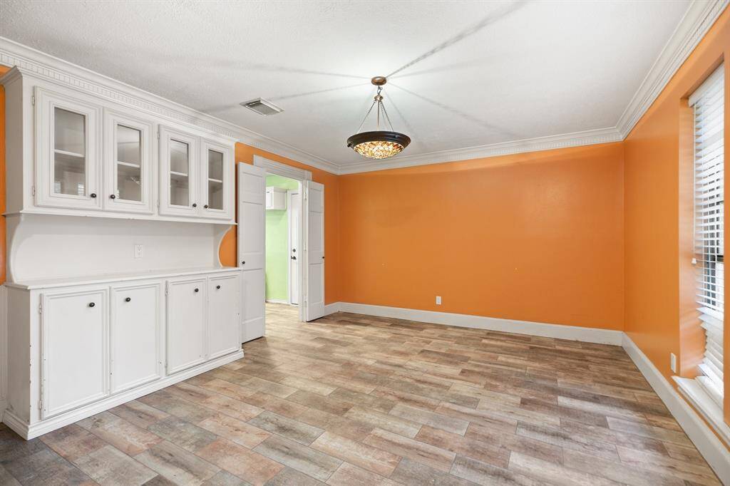 Dining room with built in storage.