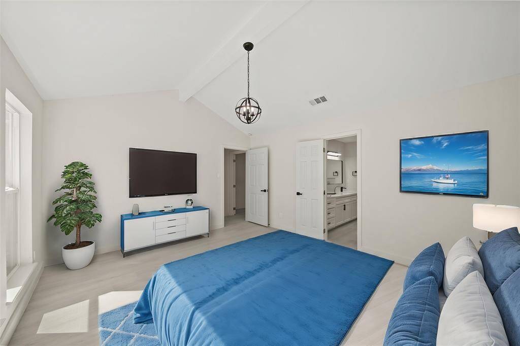 Virtually staged primary bedroom