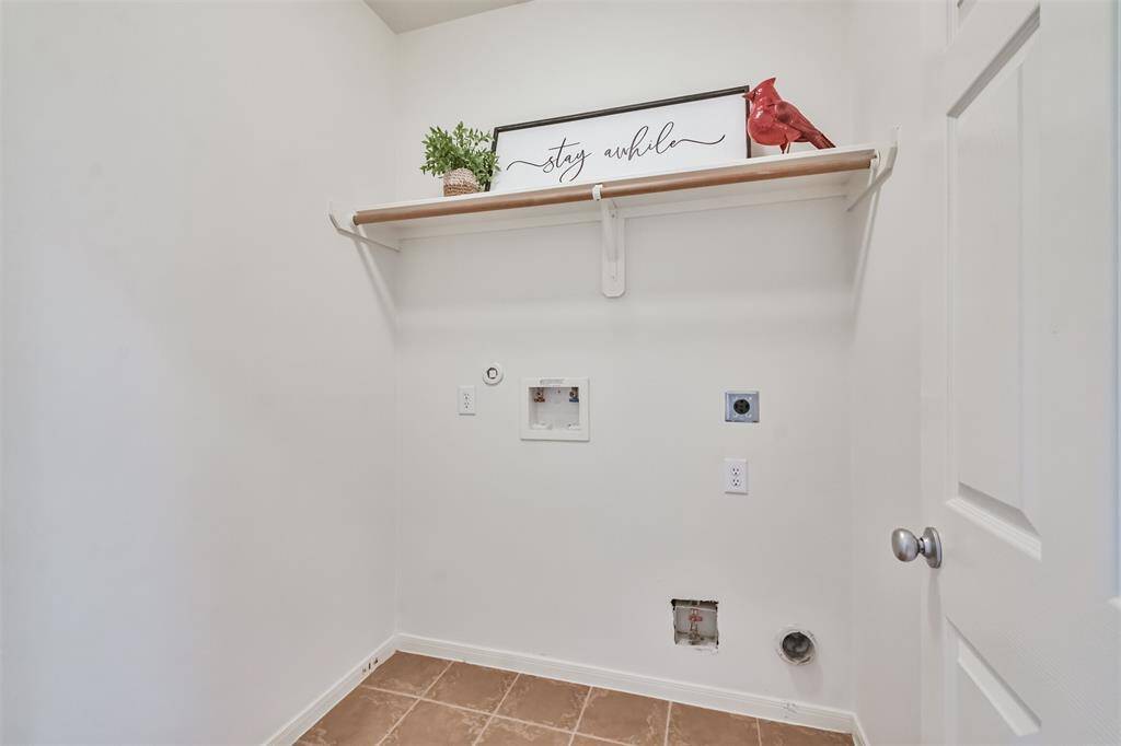 Laundry room is located down the bedroom hallway. Easy access for all.