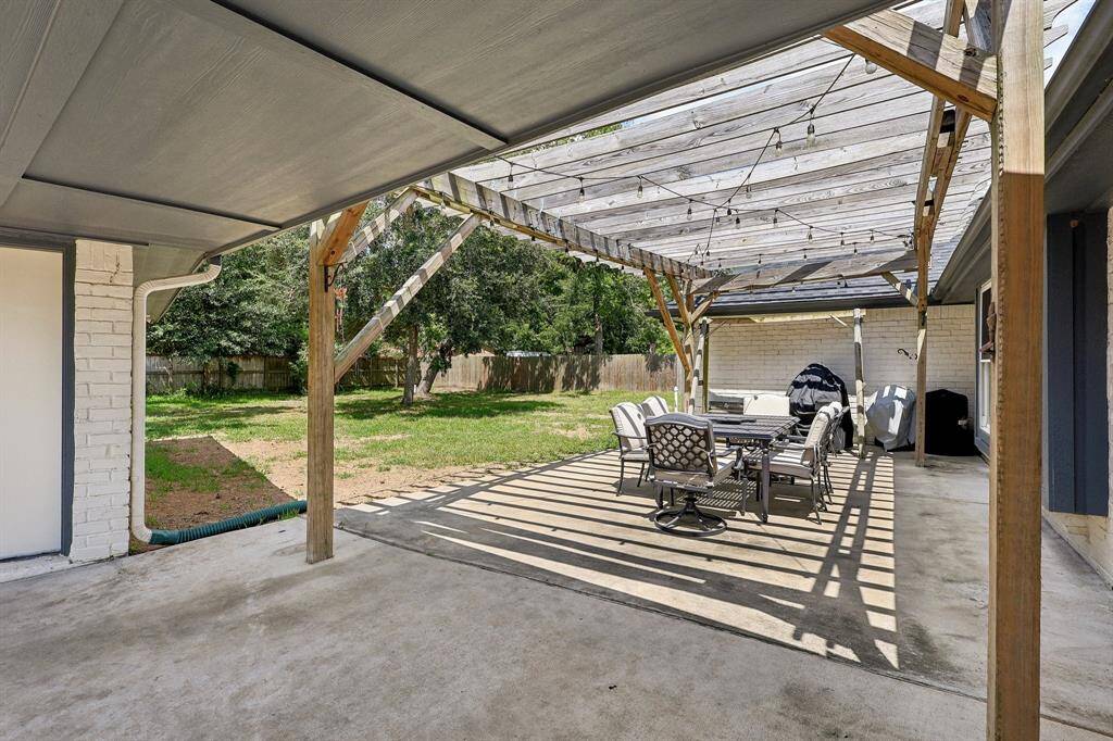 Patio in backyard
