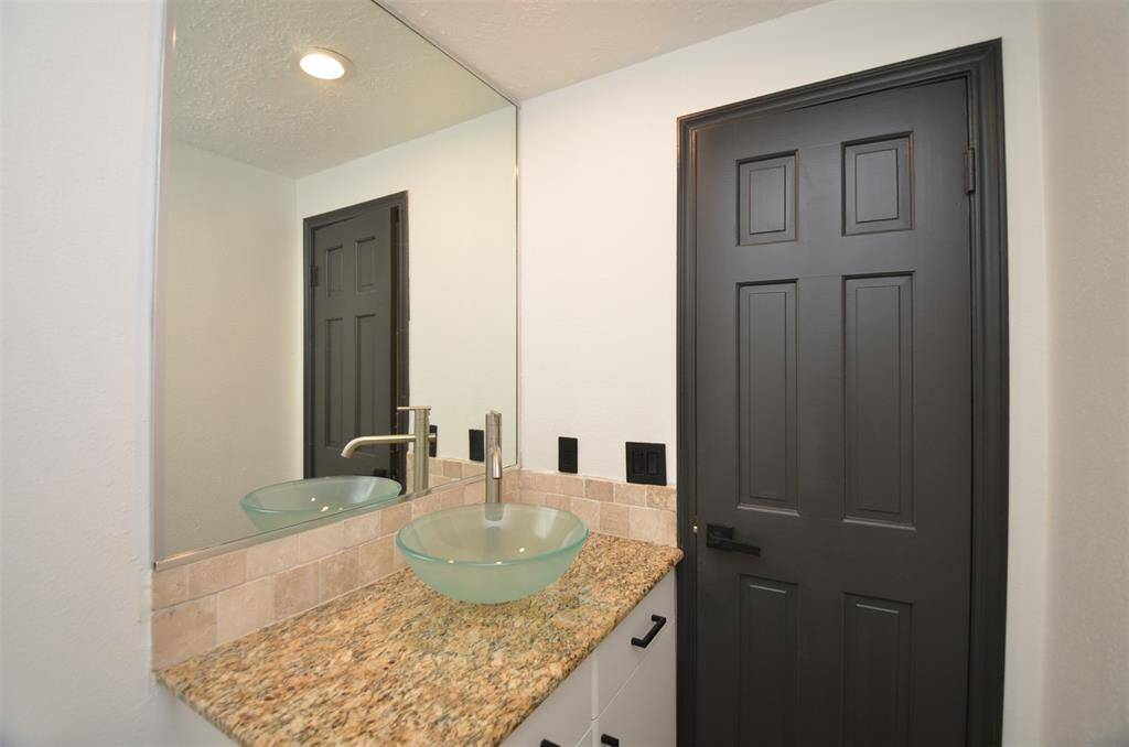 The powder room is on the first floor.