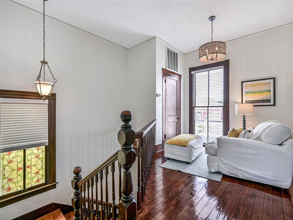 The landing in the upstairs hallway makes a great reading nook.