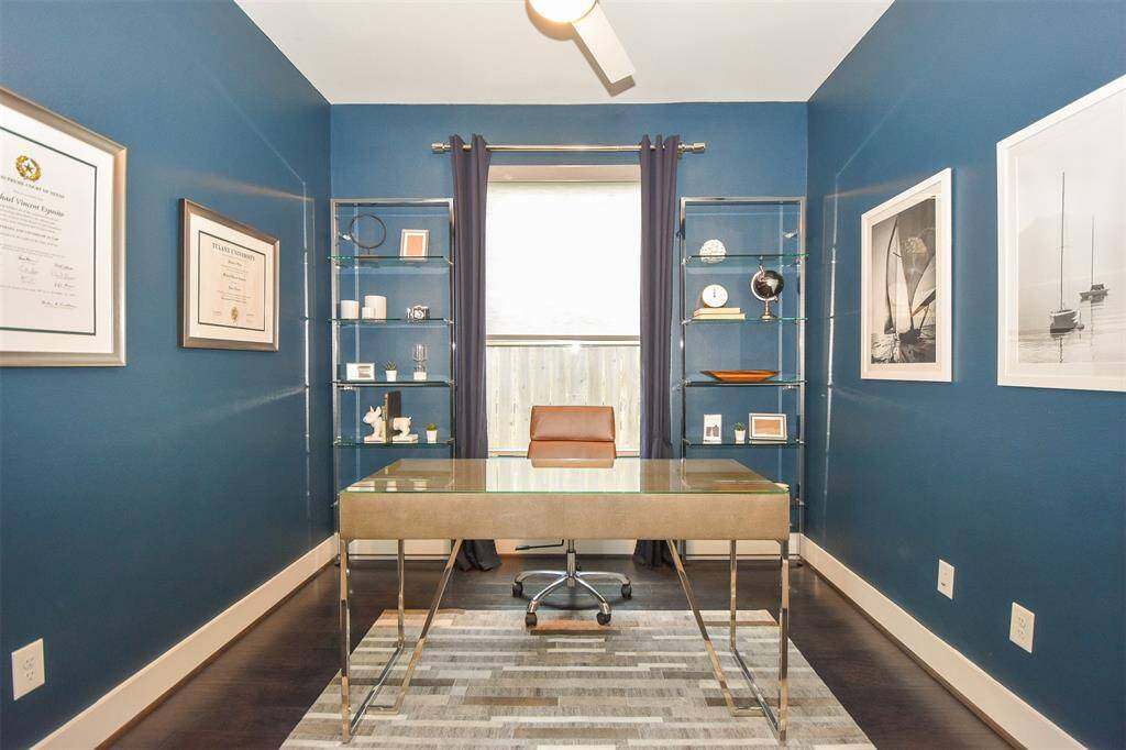 To the right of the front door is your own private study with French Doors.  This is perfect for those who are not working from home or who have a student who is studying at home.