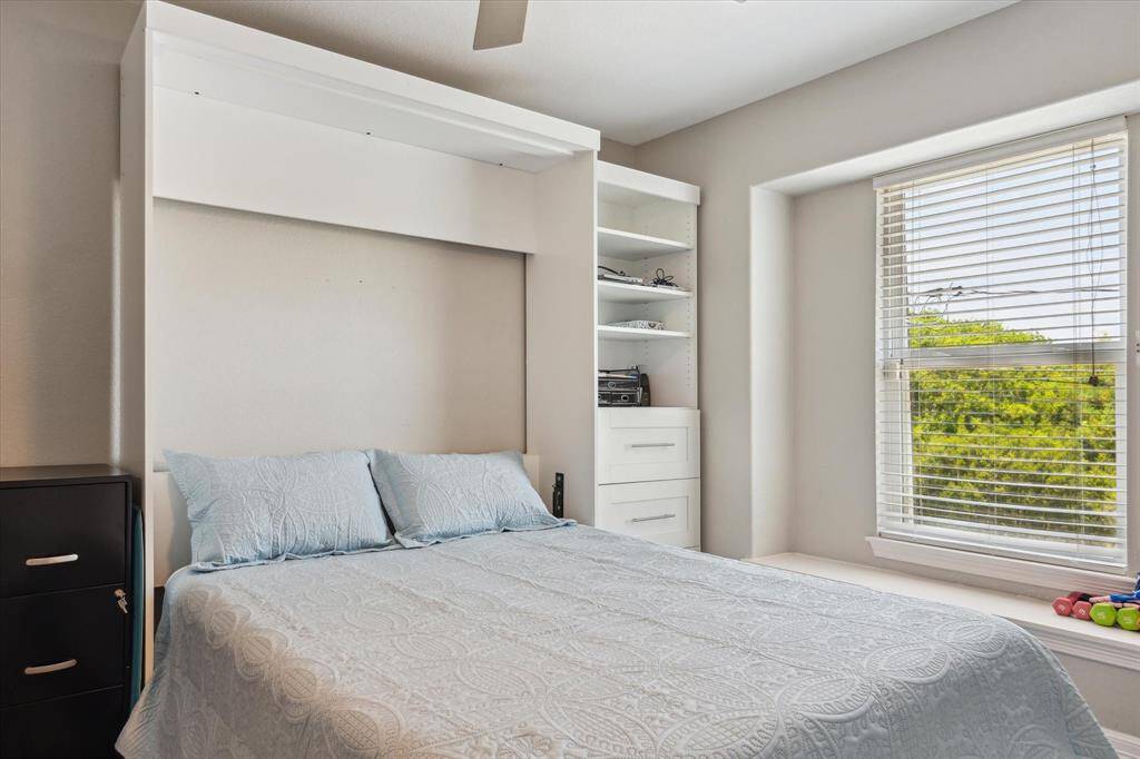 Here's the Murphy bed in its' open position. You also have a nice window seat and 2 inch blinds.