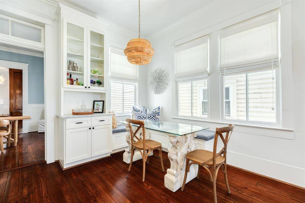Built in corner Banquet and cabinets