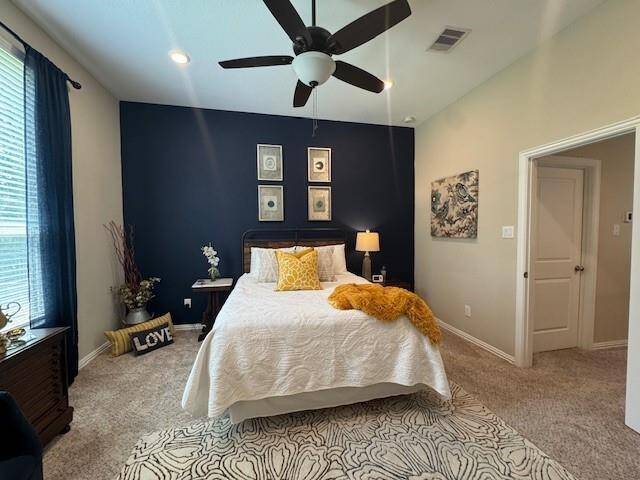 Primary features gorgeous and stylish accent wall.  Art work could remain as an option.