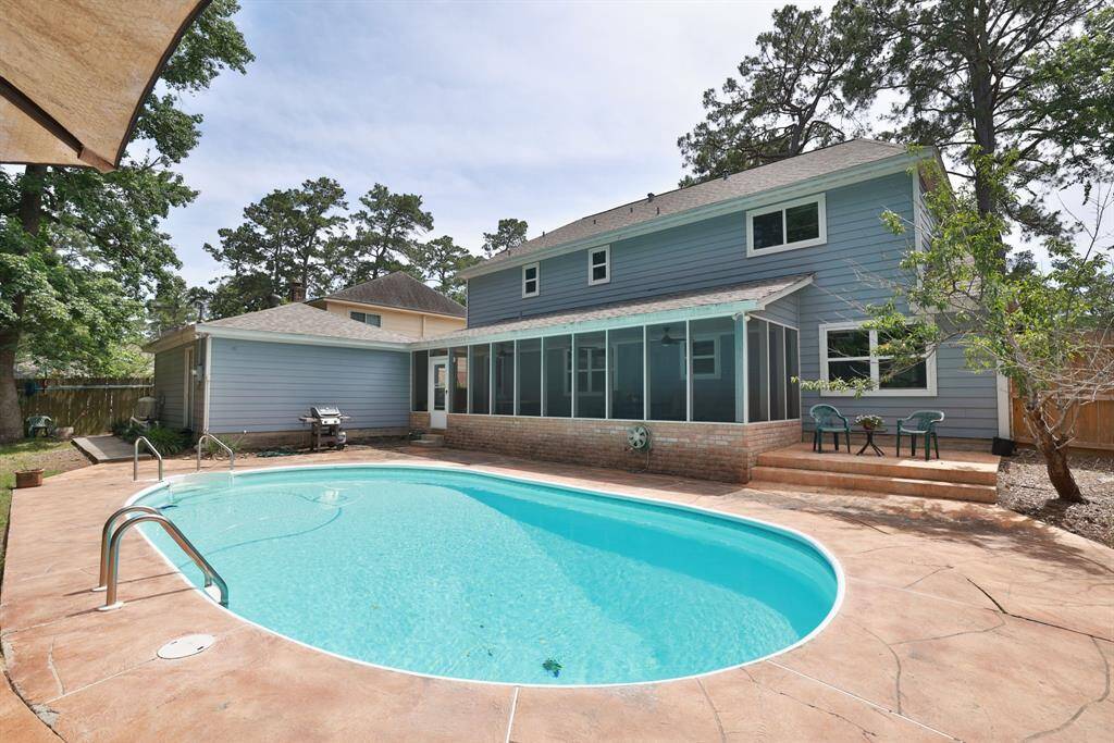 POOL - Pool is in ground vinyl lined.  Nice patio area is perfect place for a couple of chairs and table.  It is located right outside the dining room window.
