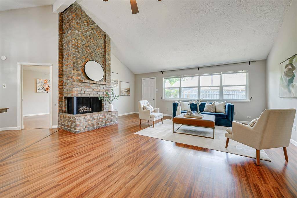 You will love the vaulted ceiling in this room as well as the wall of windows.
