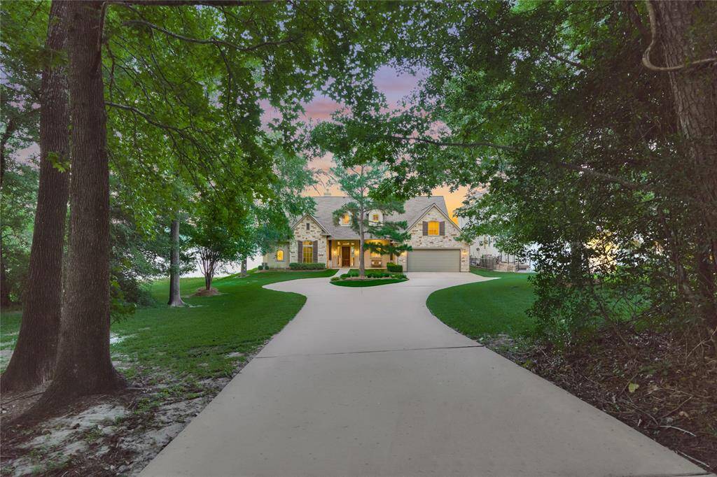A circular drive for ease of entering and exiting the property.