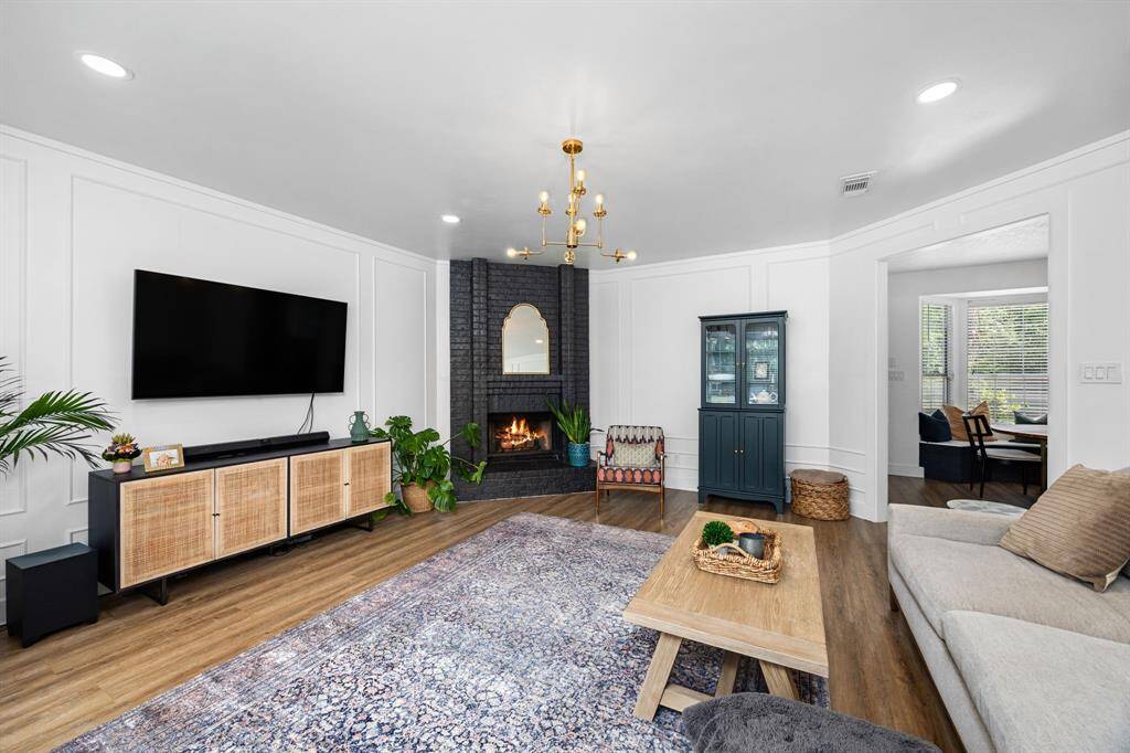 Modern fireplace to cozy up to on a chilly evening
