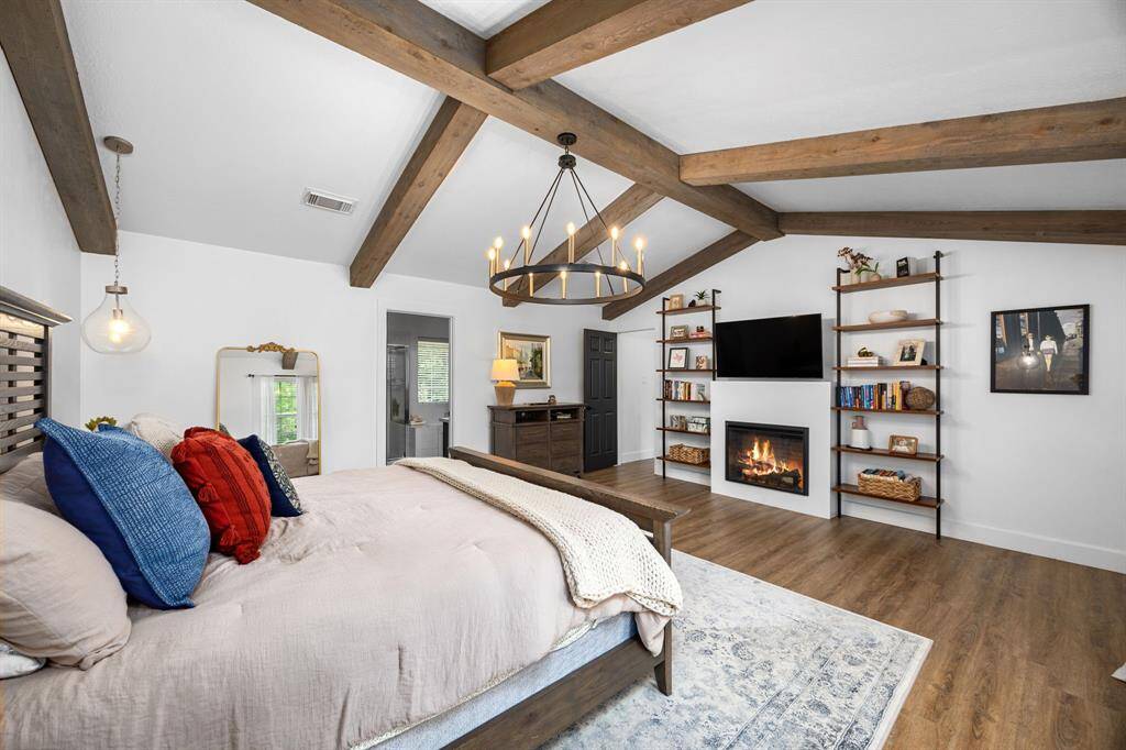 And it gets better with its own fireplace & modern shelving