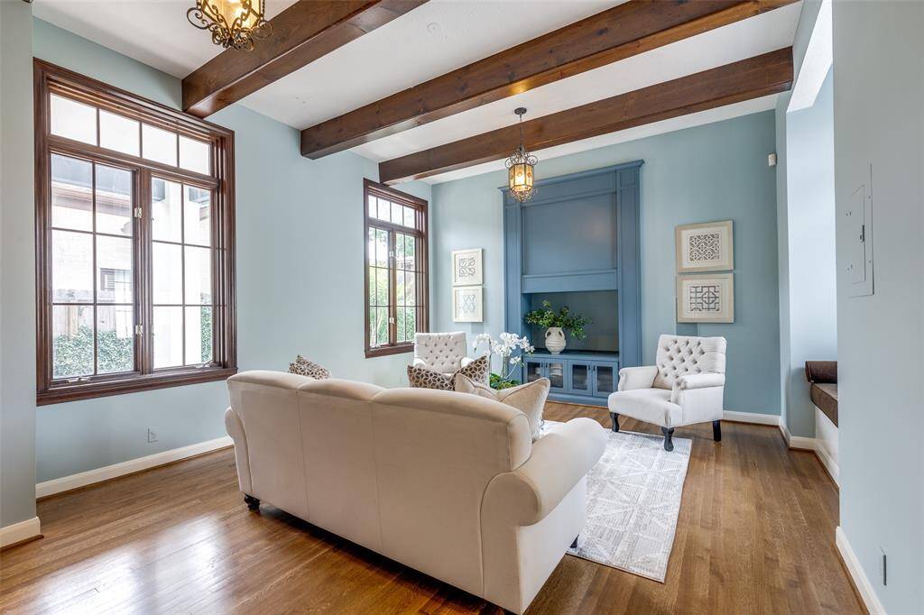 Family room with custom millwork.