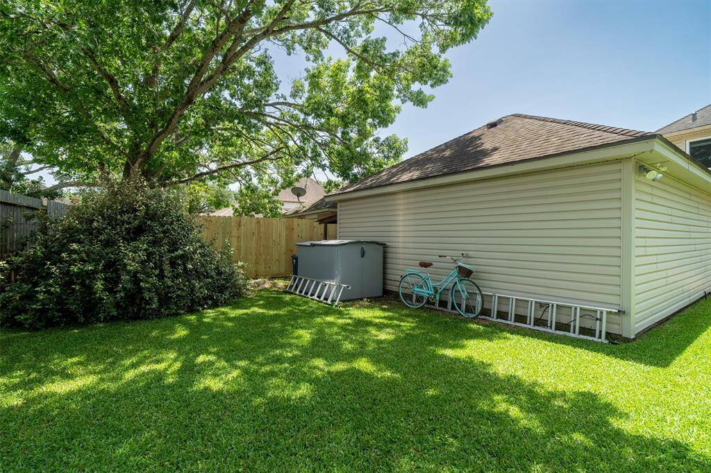Mature tree offers a shaded area in the back yard