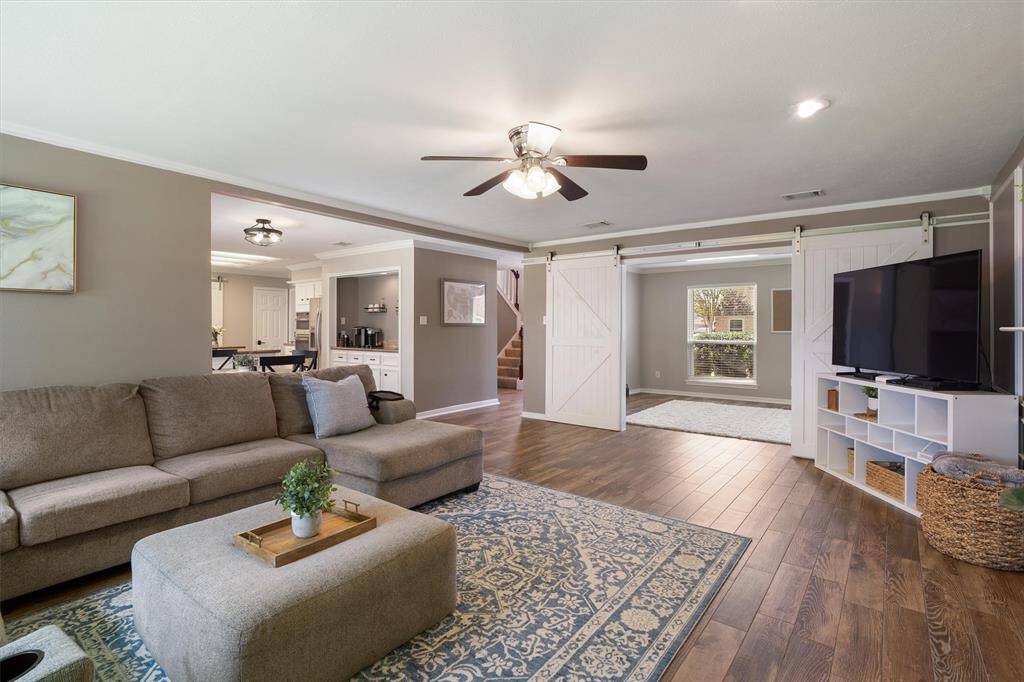 Barn doors offer privacy from the study or game room space