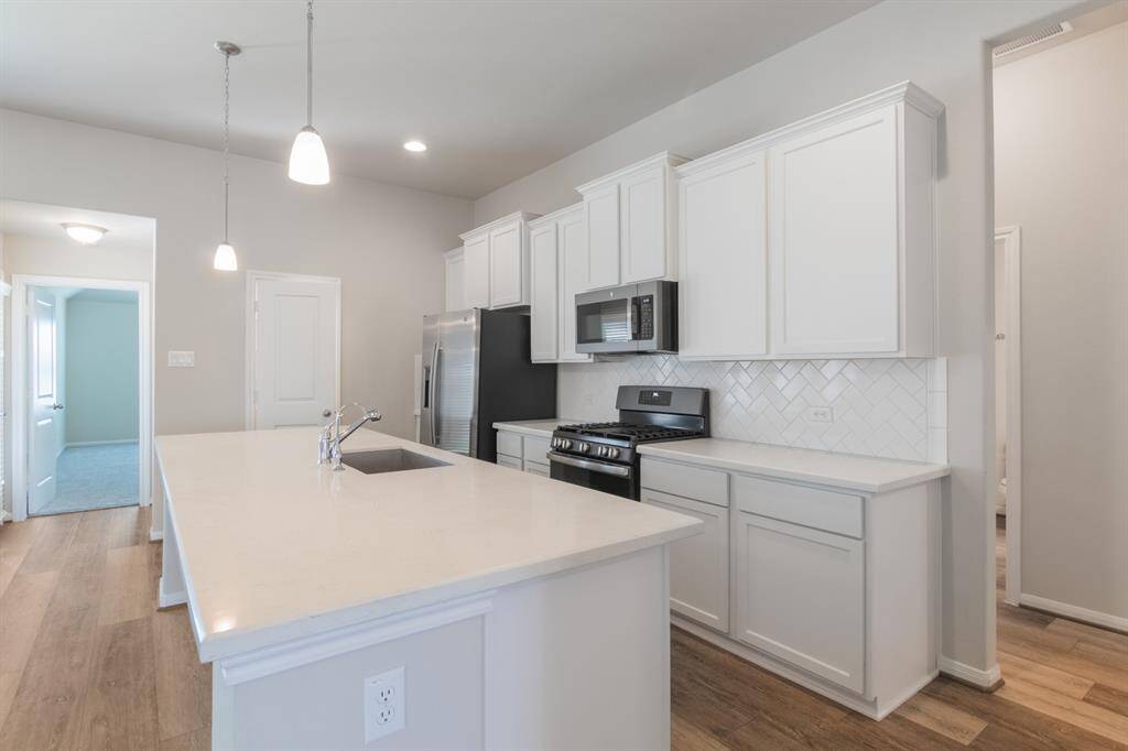 The kitchen has a nice island