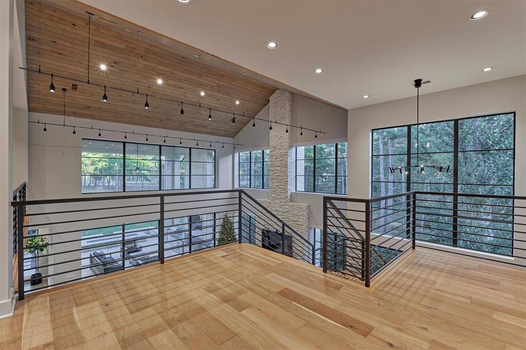 Beautiful architectural details visible from above, including vaulted Alder ceiling and recessed lighting