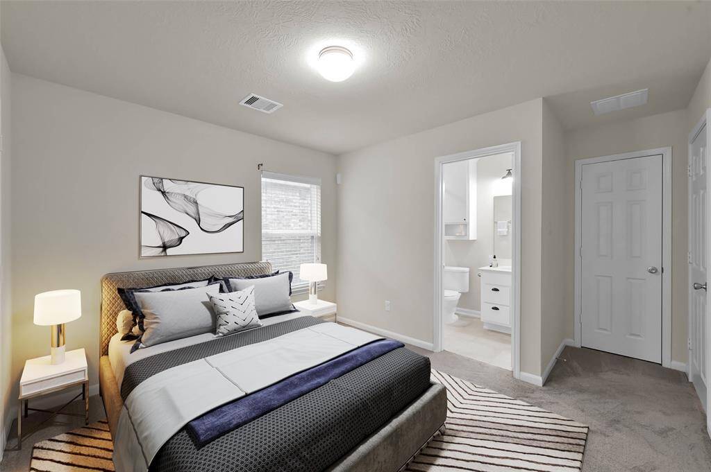 4th bedroom with full bathroom staged