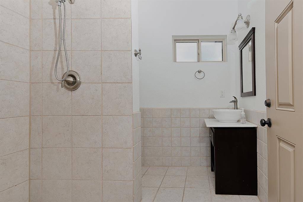 Convenient, pool accessible, bathroom with shower
