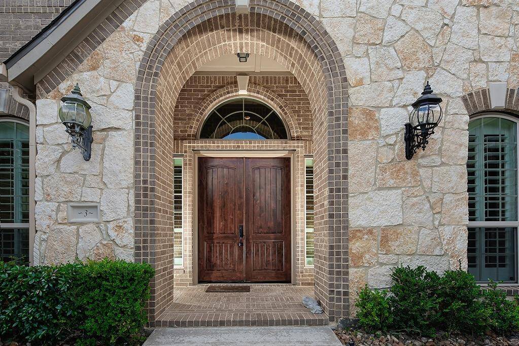Welcoming, double front entry doors
