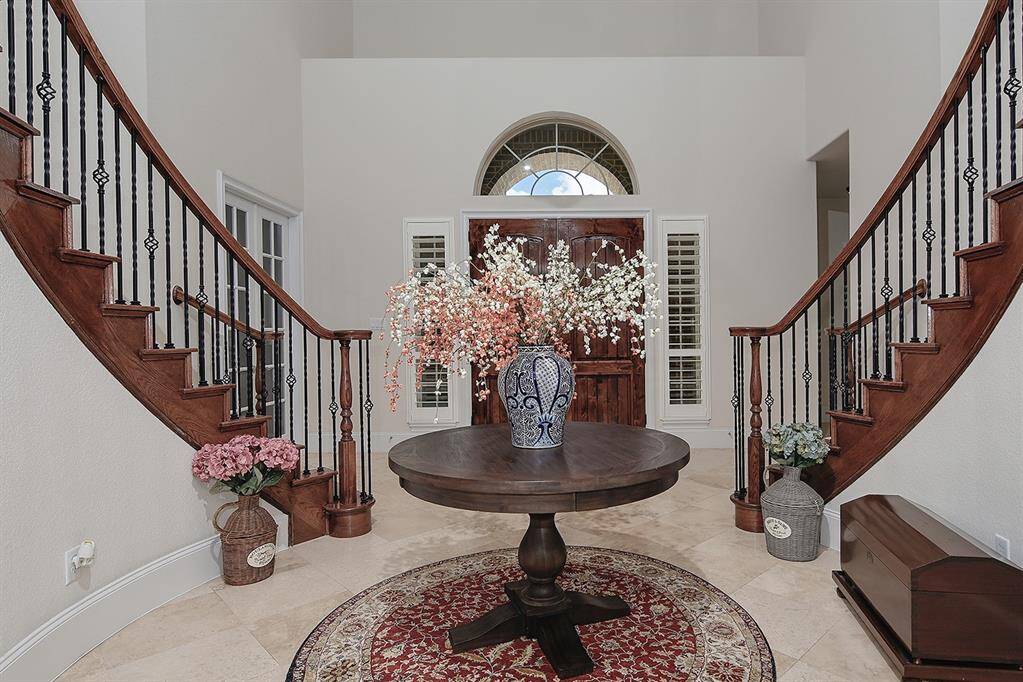 Rich wood accents throughout