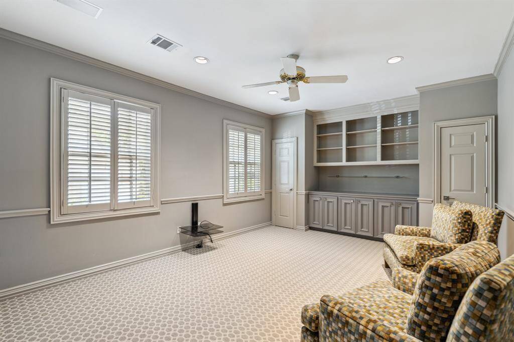 The Primary Suite includes this Study (14 x 13) or sitting room off the Primary Bedroom.  Such versatile space can be used also as a second walk in closet fit for royalty.