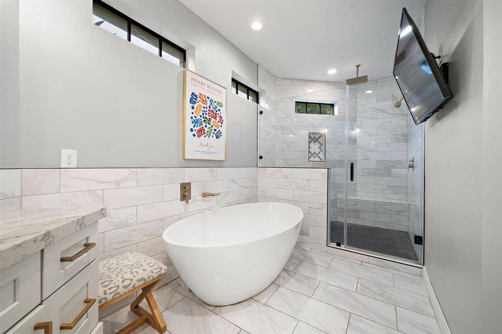 Relax the day away in the standing tub or walk-in custom shower.