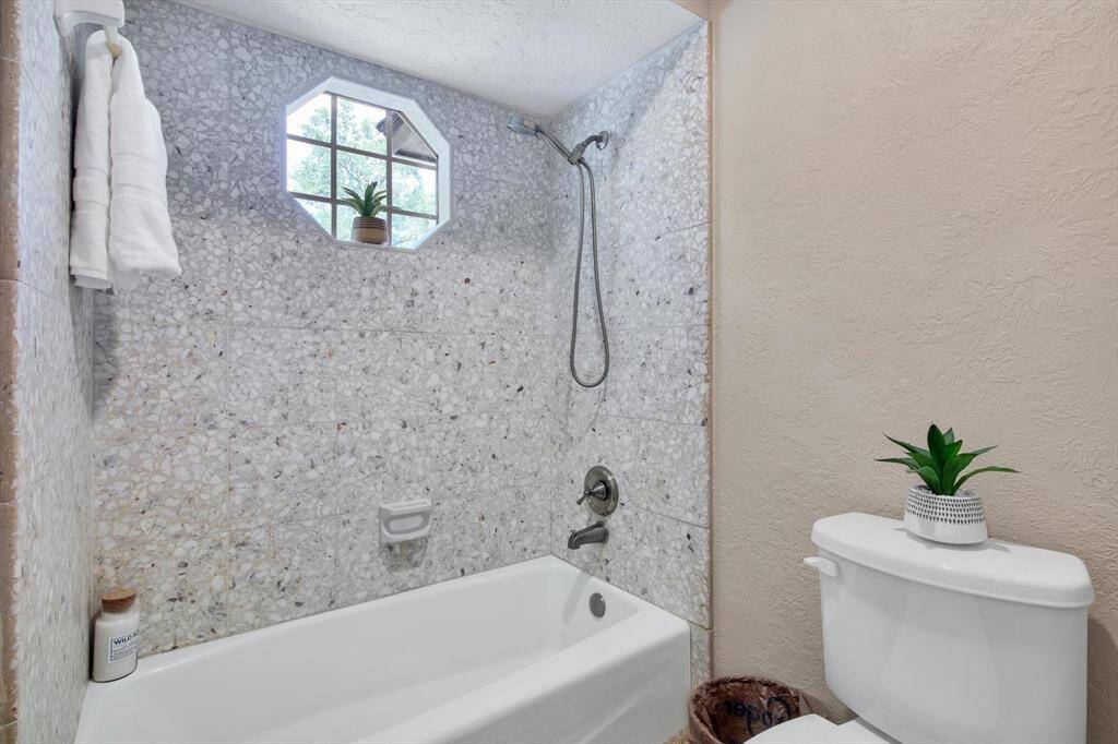 Upstairs full bath 2 - terrazzo mosaic tile tub/shower in this one as well