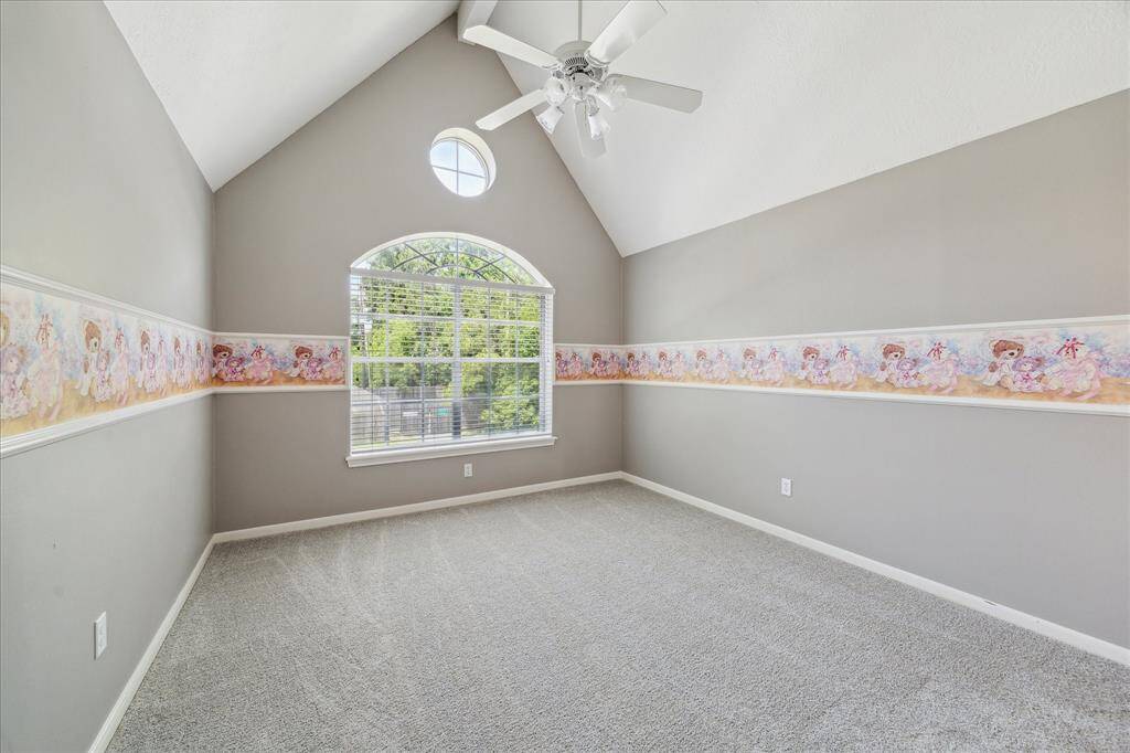 What a great room with a cathedral ceiling!