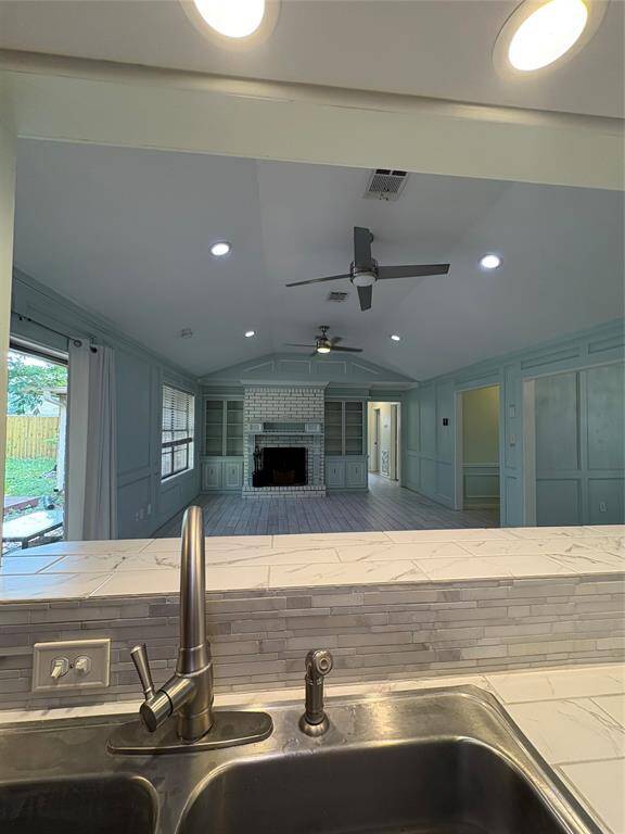 Kitchen and living room combo.