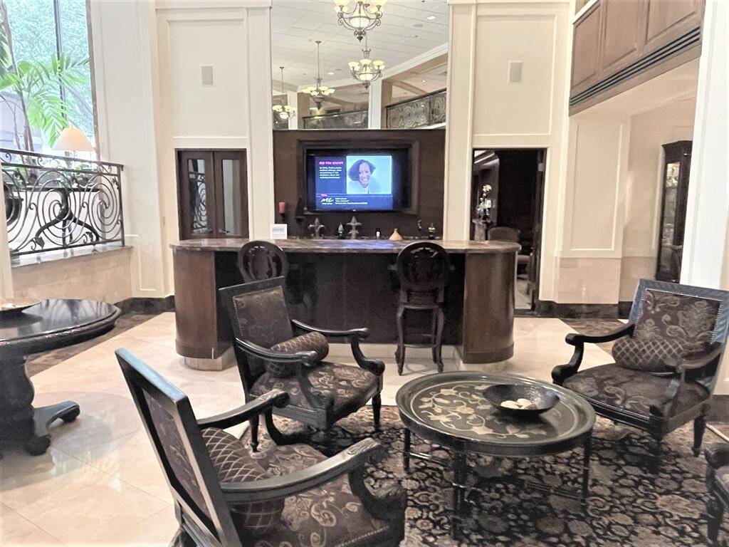 Lobby bar area with table and chairs