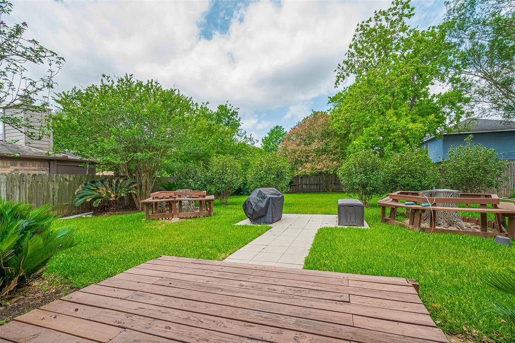 Spacious lush green backyard
