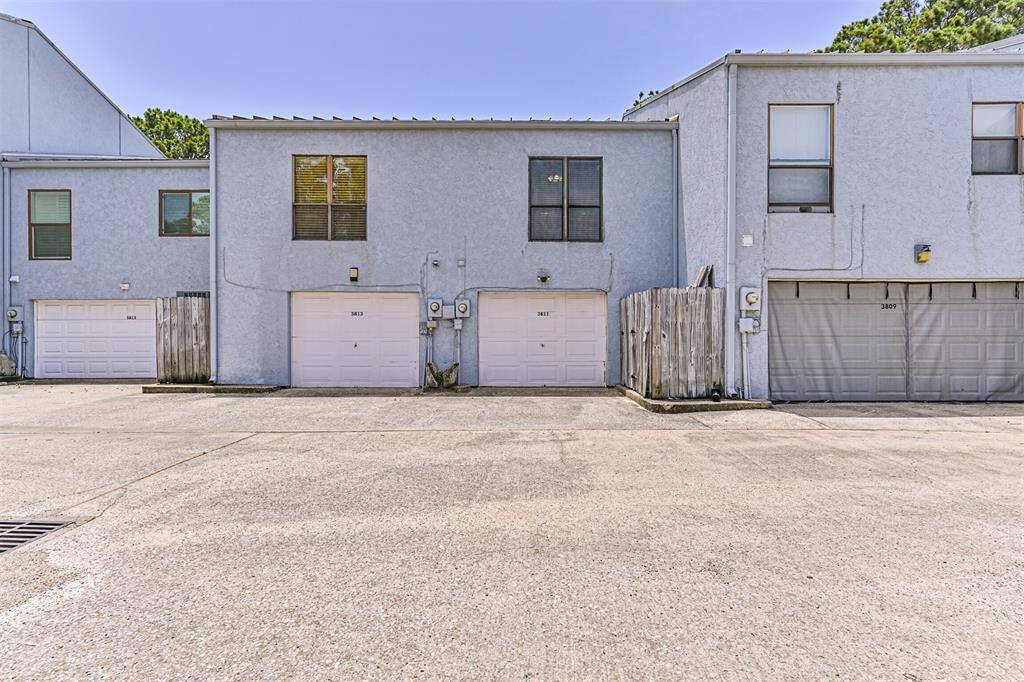 One car garage with extra parking in back.