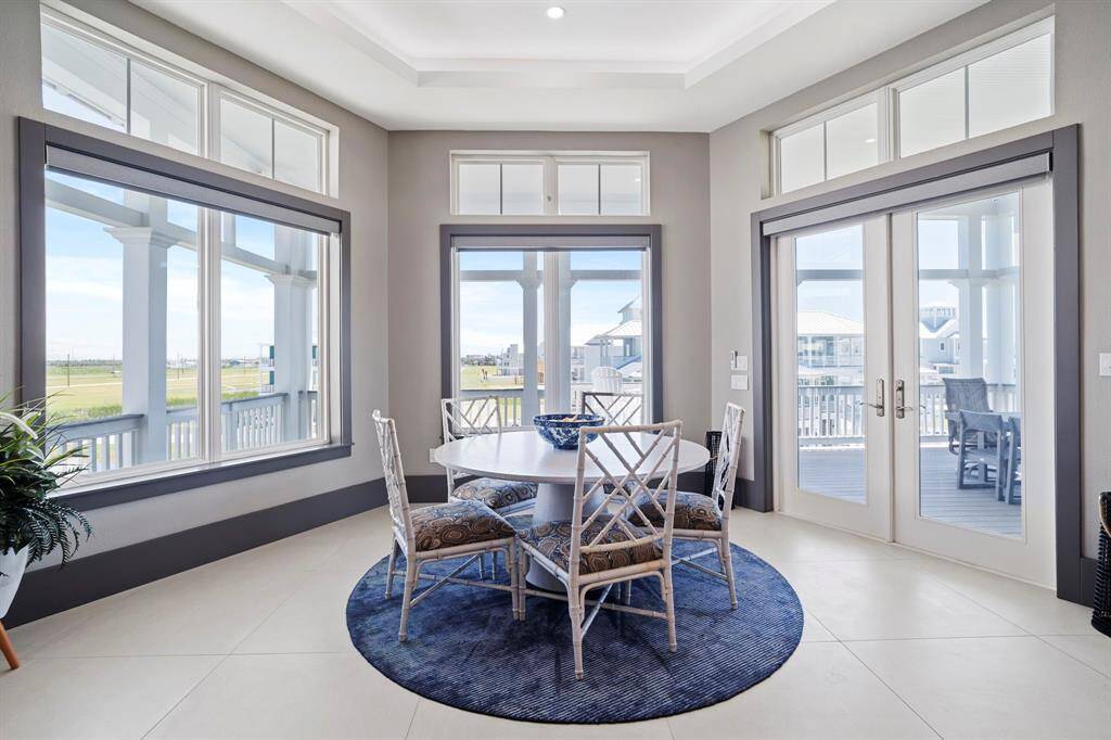 Enjoy your meals indoors or out from this space. Open the doors and extend your seating.