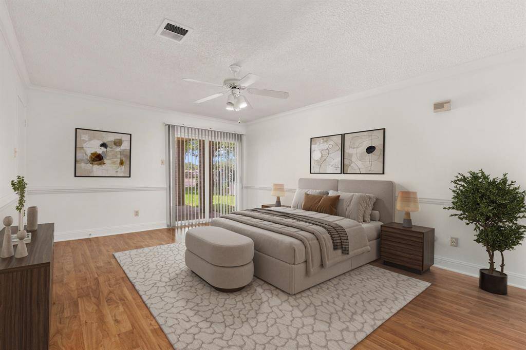Virtually staged primary bedroom.