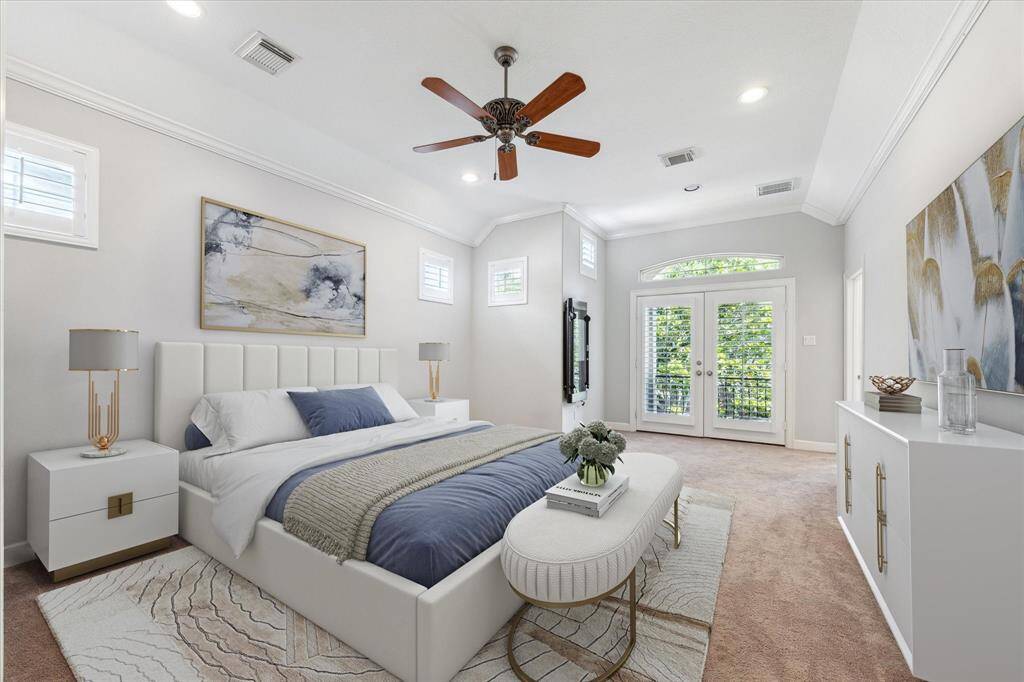 Virtually staged primary bedroom