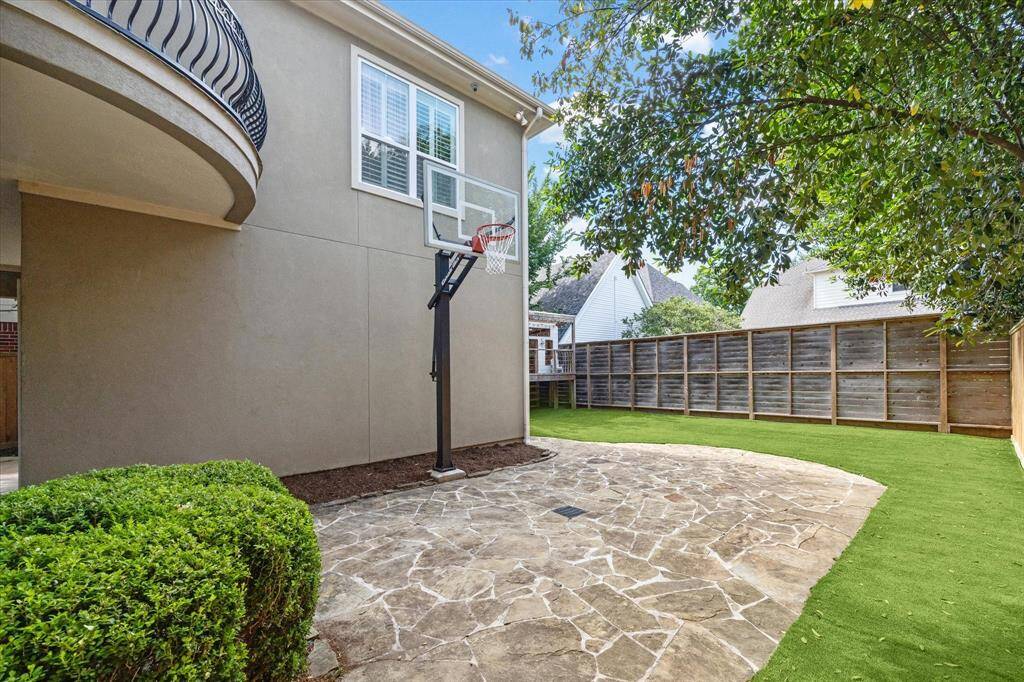 Backyard with turf.