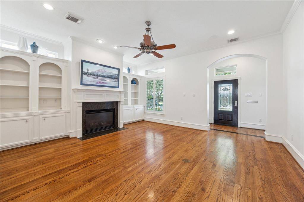 Large living space with frame television