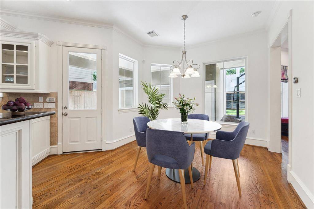 Virtually staged breakfast area.