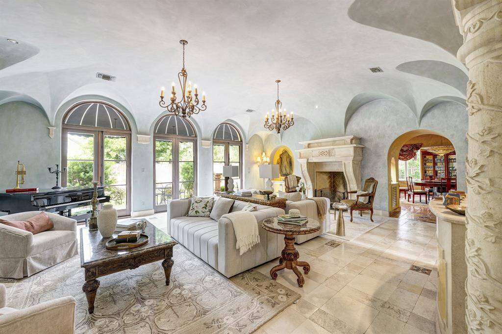 Impressive living room with wet bar