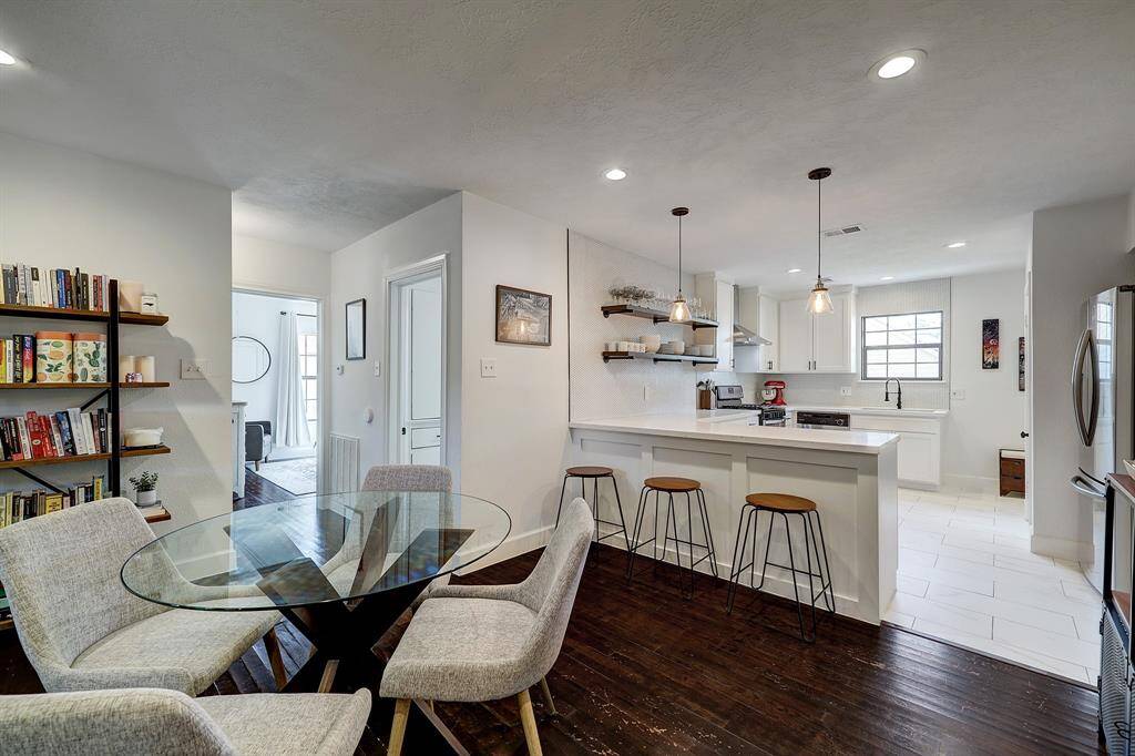The dining room is right off of the kitchen and just beyond the living room.
